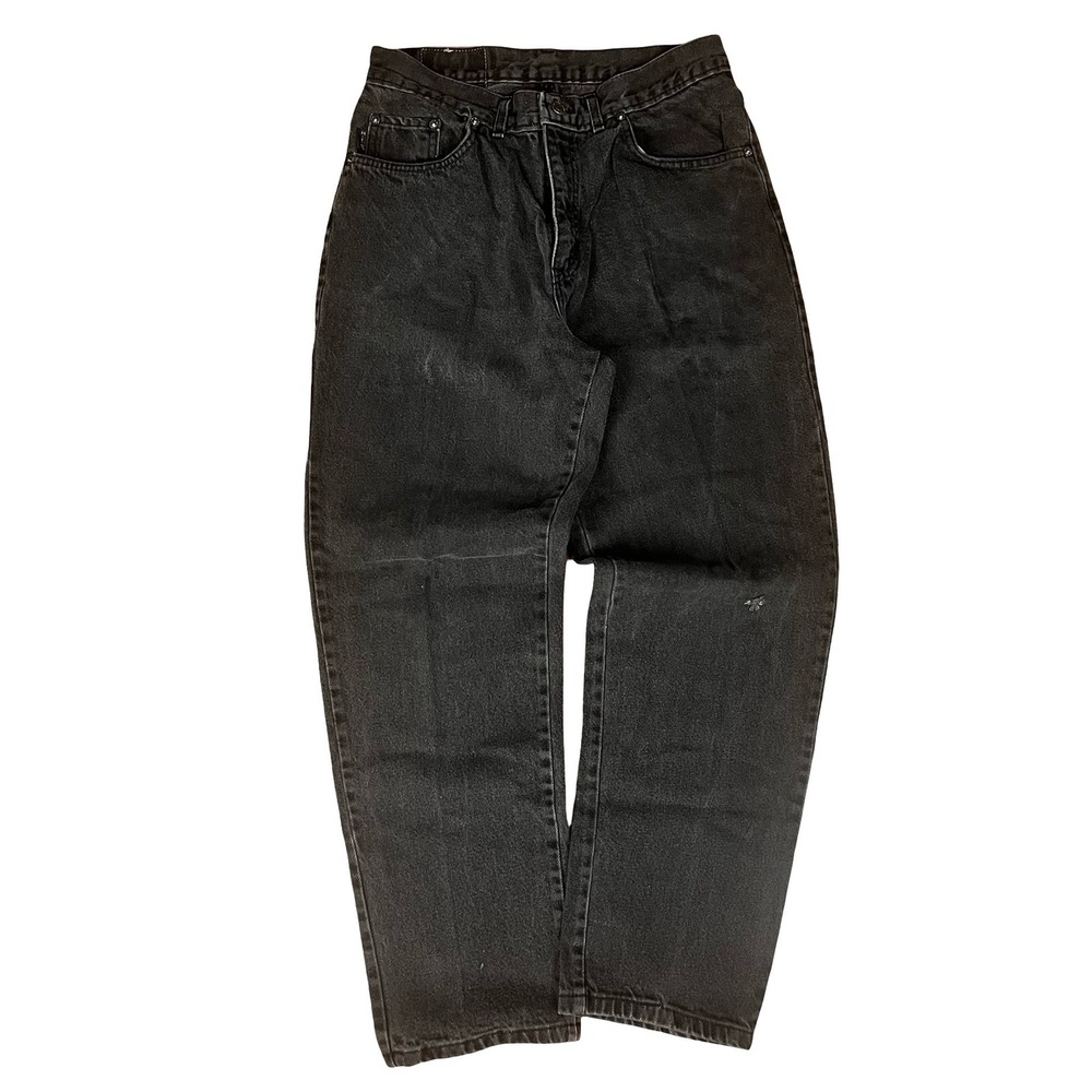 Vintage HIS Black Denim Jeans Mens 32x30 Made in USA Straight Leg Faded Black